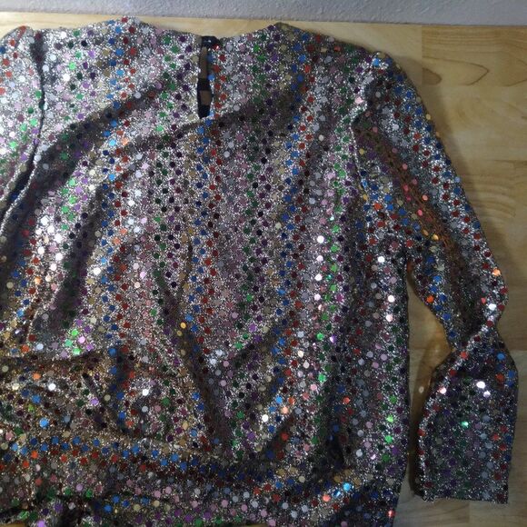 Vintage Another Thyme Rainbow Sequins Wrap Top Shirt Blouse - Picture 9 of 9